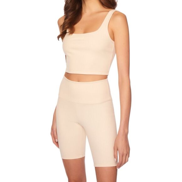 Susana Monaco Rib Biker Short in Cream Small - Picture 4 of 9